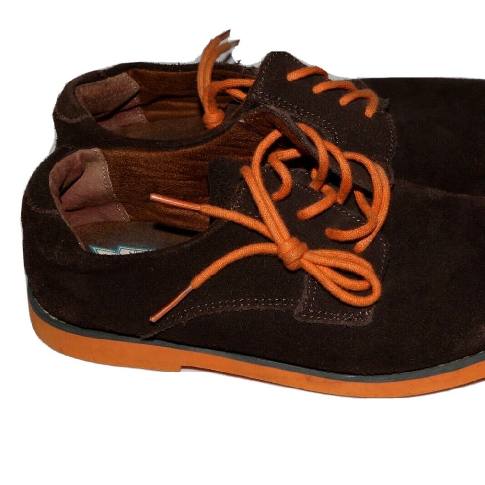 FLORSHEIM BOYS SHOES brown suede leather, orange sole size 4M - Picture 2 of 10
